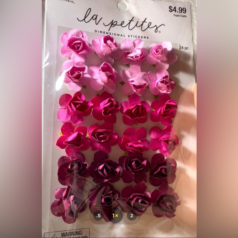 🩷 Discontinued 24pcs 3D Rose sticker craft flower paper floral pink red
